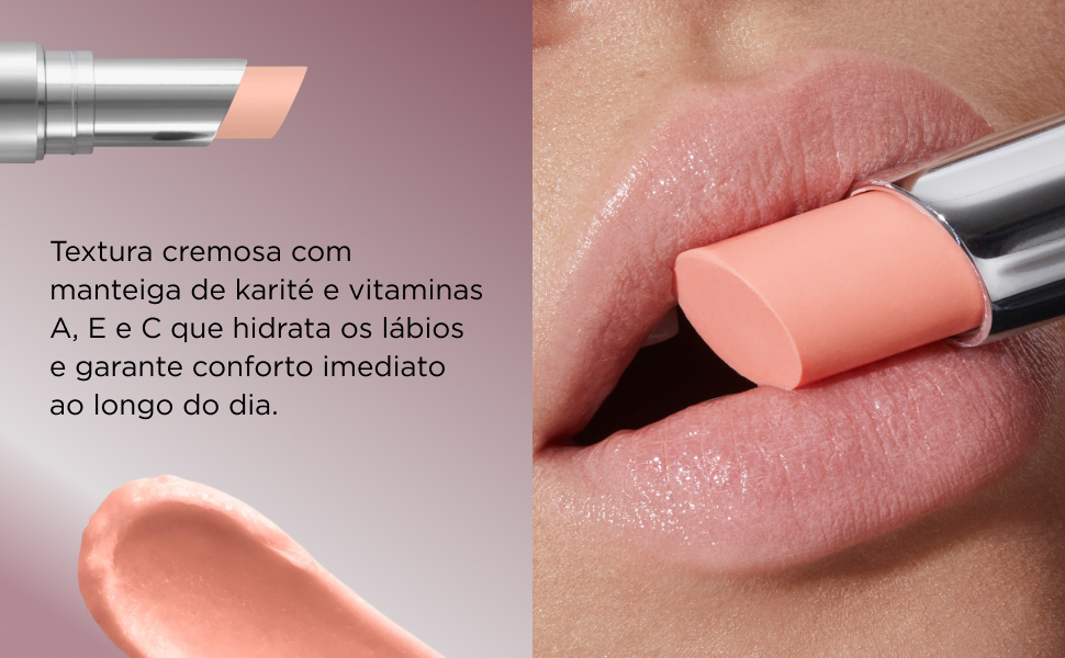 hidratante labial colorido KIKO Coloured Balm textura cremosa aplicada nos lábios

